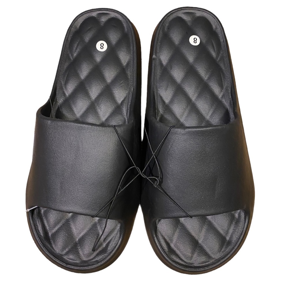 NWT SOULMATES BLACK SLIDES MENS SIZE 8 COMFY BEACH AROUND THE HOUSE SHOES NEW!